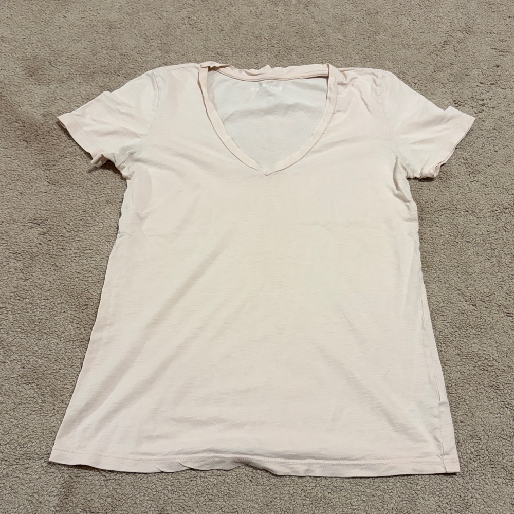 Everlane White Short Sleeve Tee Coral color XXS